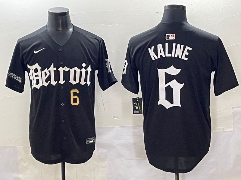 Men 2025 Detroit Tigers #6 Kaline Black Five generations Joint Name Nike MLB Jersey style 10->detroit tigers->MLB Jersey